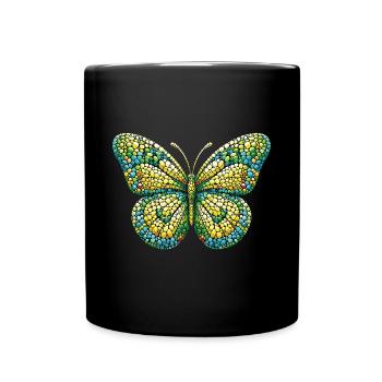 Mosaic Butterfly: Unique Insect Art - Full Colour Mug - black - Front