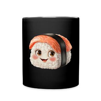 Glücklich Sushi - Tasse einfarbig - Schwarz - Vorne