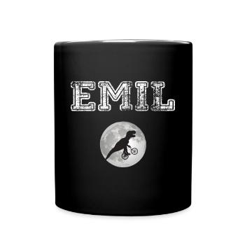 EMIL - Beautiful boy name with dinosaur - Full Colour Mug - black - Front