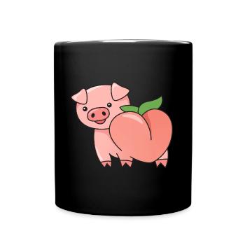 Schwein Pfirsich Design für Schweineliebhaber - Tasse einfarbig - Schwarz - Vorne