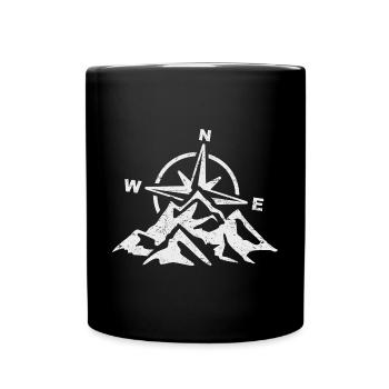 Compass Mountains Hiking Adventure - Full Colour Mug - black - Front
