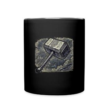Mjolnir surrounded by lightning - Full Colour Mug - black - Front