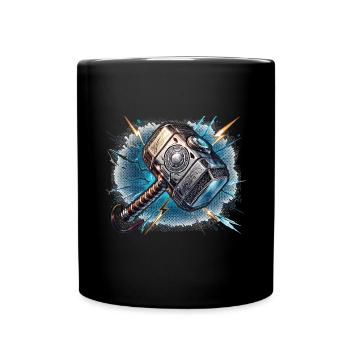 Marteau de Thor avec effets de tonnerre - Mug uni - noir - Devant