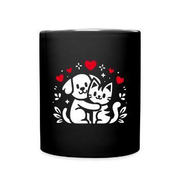 Amitié Amis Chiens et Chats Pour Toujours, - Mug uni - noir - Devant
