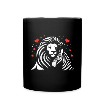 Leo and Zebra Love and Friendship - Full Colour Mug - black - Front