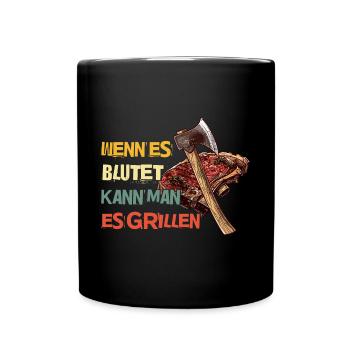 Wenn es blutet kann man es grillen BBQ Grillshirt - Tasse einfarbig - Schwarz - Vorne