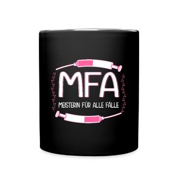 Arzthelferin Meisterin MFA - Tasse einfarbig - Schwarz - Vorne