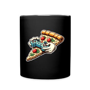 Pizza Gaming Gamer - Tasse einfarbig - Schwarz - Vorne