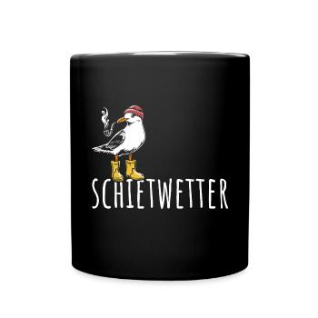 Möwe - Schietwetter - Nordsee - Geschenk - Tasse einfarbig - Schwarz - Vorne