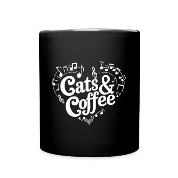 Ich liebe Katzen und Kaffee - Tasse einfarbig - Schwarz - Vorne