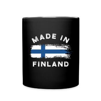 Made in Finland - Finnland Flagge - Tasse einfarbig - Schwarz - Vorne