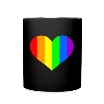 Regenbogen Herz - Tasse einfarbig - Schwarz - Vorne