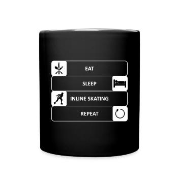 Eat, Sleep, Inline Skating, Repeat - Full Colour Mug - black - Front
