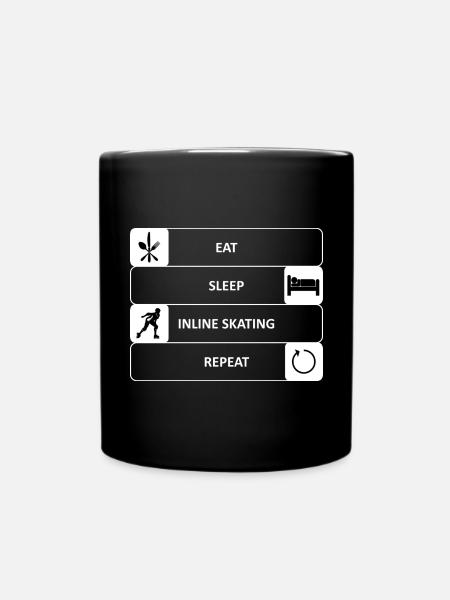 Eat, Sleep, Inline Skating, Repeat - Tasse einfarbig - Schwarz