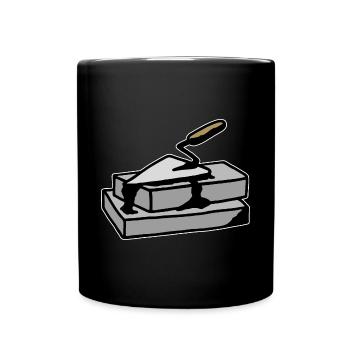 Bricklayer trowel trowel concrete stone house building - Full Colour Mug - black - Front