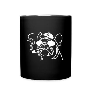 Kiffen Gras Kiffer Cannabis 420 Bulldogge - Tasse einfarbig - Schwarz - Vorne
