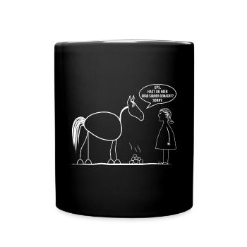 Pferd Pferdeliebahber Stall Reitstall Koppel Pony - Tasse einfarbig - Schwarz - Vorne