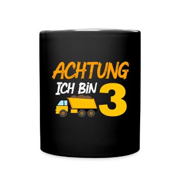 Ich bin 3 Lader LKW 3. Geburtstag 3 Jahre - Tasse einfarbig - Schwarz - Vorne