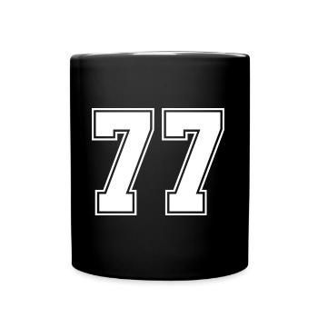77 Zahl Trikot - Tasse einfarbig - Schwarz - Vorne