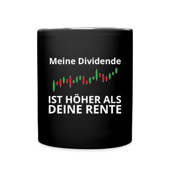 Dividende vs Rente I Börse Aktien - Tasse einfarbig - Schwarz - Vorne