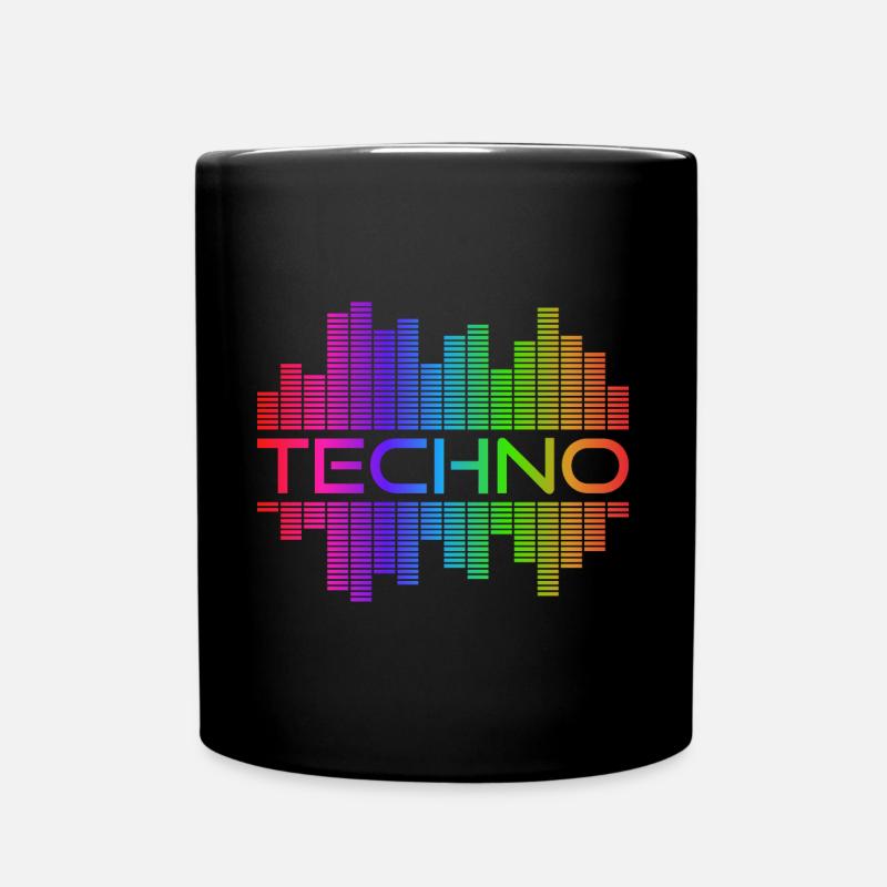 Techno Music Rainbow Spectrum Dark Acid Hardtechno - Full Colour Mug - black