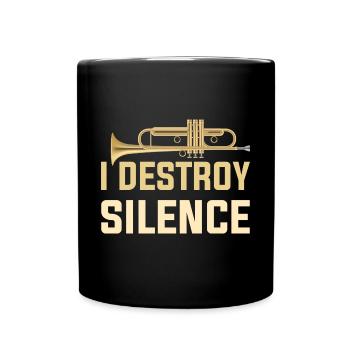 I Destroy Silence Funny Trombone Player Marching - Full Colour Mug - black - Front
