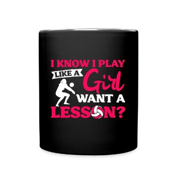 Beach Volley Frauen Volleyball Sport Geschenk - Tasse einfarbig - Schwarz - Vorne