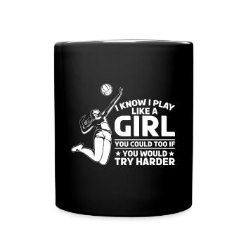 Beach Volley Frauen Volleyball Sport Geschenk - Tasse einfarbig - Schwarz - Vorne