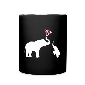 Niedlicher Elefant Mama Herz Kinder Familie Mutter - Tasse einfarbig - Schwarz - Vorne