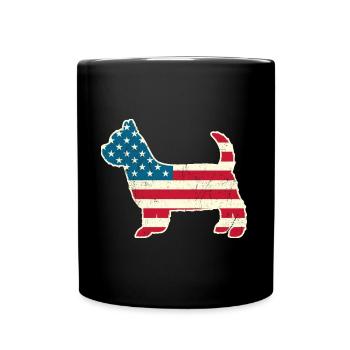 4th of July Yorkshire Terrier Dog American Flag US - Full Colour Mug - black - Front