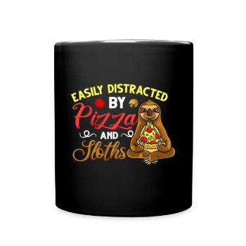 Sloth Pizza Delivery Pizzeria Italian - Full Colour Mug - black - Front