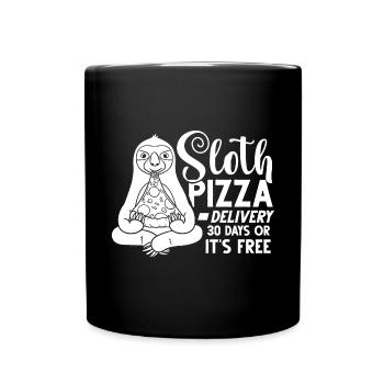 Sloth Pizza Delivery Pizzeria Italian - Full Colour Mug - black - Front