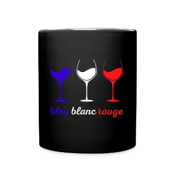 VINS DE FRANCE bleu blanc et rouge Verre à vin - Mug uni - noir - Devant