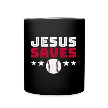 Jesus Baseball Humor Christian - Full Colour Mug - black - Front