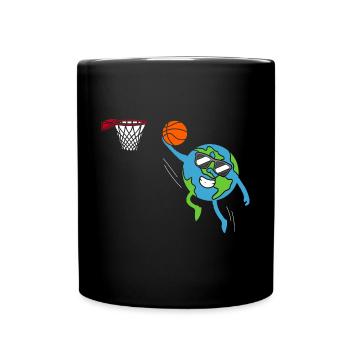 Erde spielt Basketball Tag der Erde - Tasse einfarbig - Schwarz - Vorne