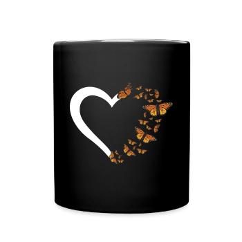 Entomologie Asclépiade Monarque Papillon Forme du cœur - Mug uni - noir - Devant