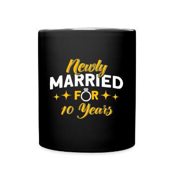 10th Wedding Anniversary Couple Design 10 Years of Marriage - Full Colour Mug - black - Front