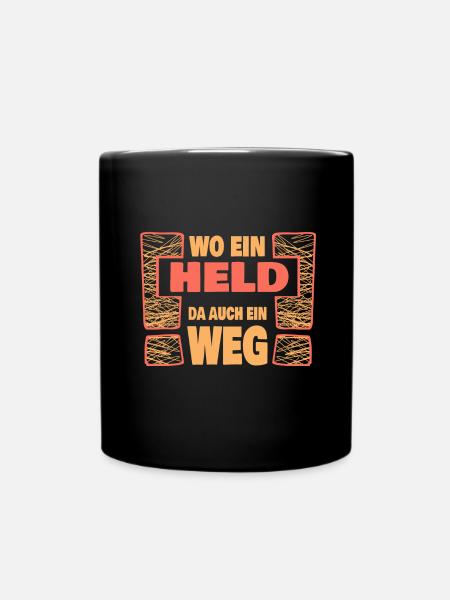 Spruch Held heldenhaft - Tasse einfarbig - Schwarz