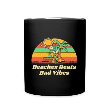 Les plages battent les mauvaises vibrations de l’été Positivité tropicale - Mug uni - noir - Devant