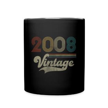 Vintage Birthday 2008 - Full Colour Mug - black - Front