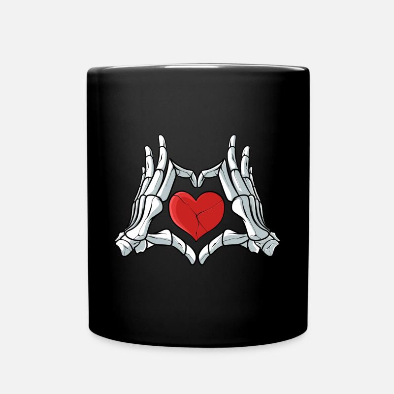 Skelett Herz Halloween - Tasse einfarbig - Schwarz