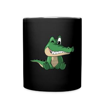Funny cute crocodile - Full Colour Mug - black - Front