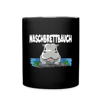 Naschbrettbauch Nilpferd Hippo - Tasse einfarbig - Schwarz - Vorne
