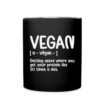 Vegan Definition Vegetarian Vegetable Food Lover - Full Colour Mug - black - Front
