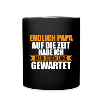 Vater Papi Papa - Tasse einfarbig - Schwarz - Vorne