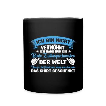 Zwillingsbruder Zwilling Habe den besten Bruder - Tasse einfarbig - Schwarz - Vorne