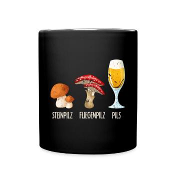Pilze Sammeln Bier Spruch Pilzsammler - Tasse einfarbig - Schwarz - Vorne