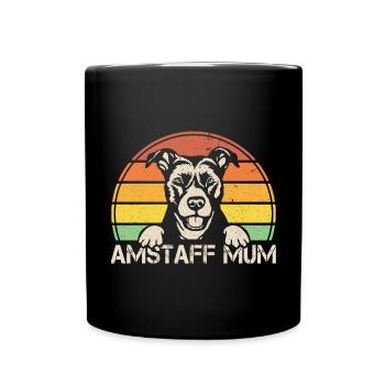 American Staffordshire Bull Terrier Staffy Hund - Tasse einfarbig - Schwarz - Vorne