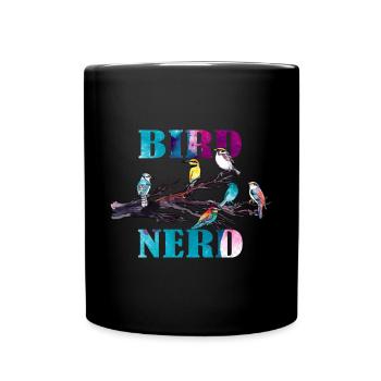 Bird Nerd Lustiges Vogel Design - Tasse einfarbig - Schwarz - Vorne