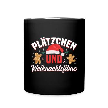 Weihnachten Plätzchen und Weihnachtsfilme - Tasse einfarbig - Schwarz - Vorne